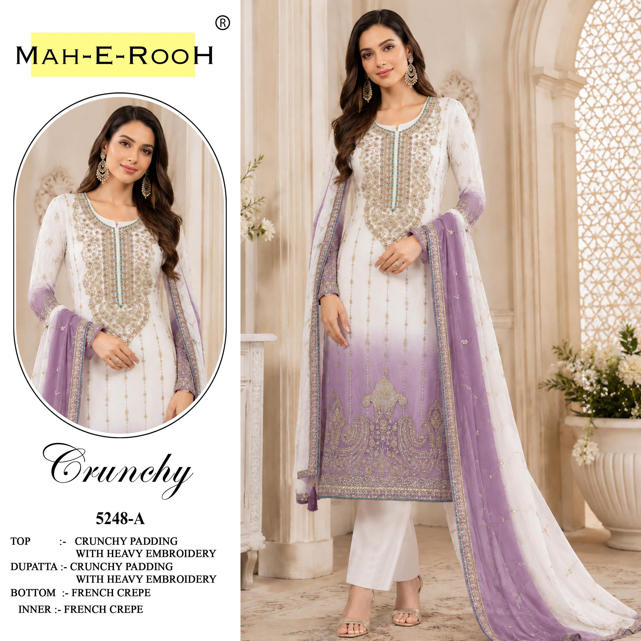 Amrah Wholesale Mah E Rooh 5248 A To D Crunchy Dress Material