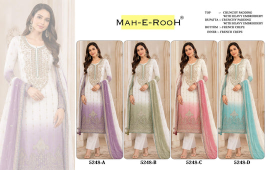 Amrah Wholesale Mah E Rooh 5248 A To D Crunchy Dress Material
