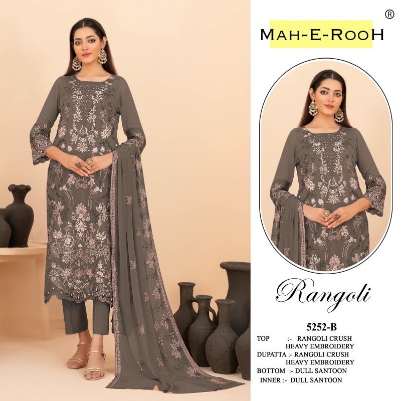 Amrah Wholesale Mah E Rooh 5252 A To D Rangoli Crush Semi Stitched Dress Material - Amrah Wholesale