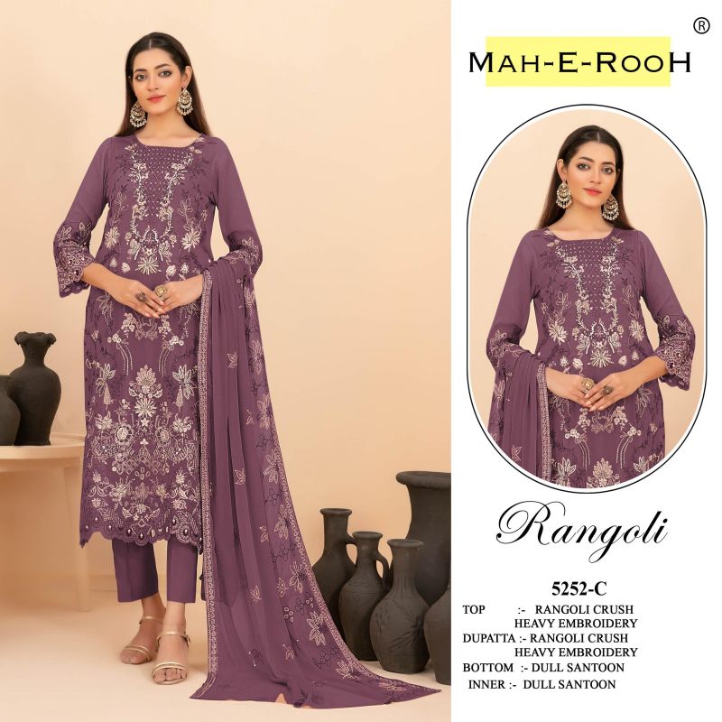 Amrah Wholesale Mah E Rooh 5252 A To D Rangoli Crush Semi Stitched Dress Material - Amrah Wholesale