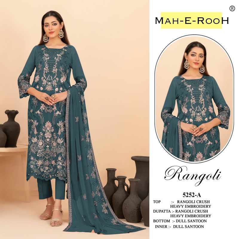 Amrah Wholesale Mah E Rooh 5252 A To D Rangoli Crush Semi Stitched Dress Material - Amrah Wholesale