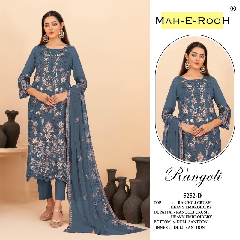 Amrah Wholesale Mah E Rooh 5252 A To D Rangoli Crush Semi Stitched Dress Material - Amrah Wholesale