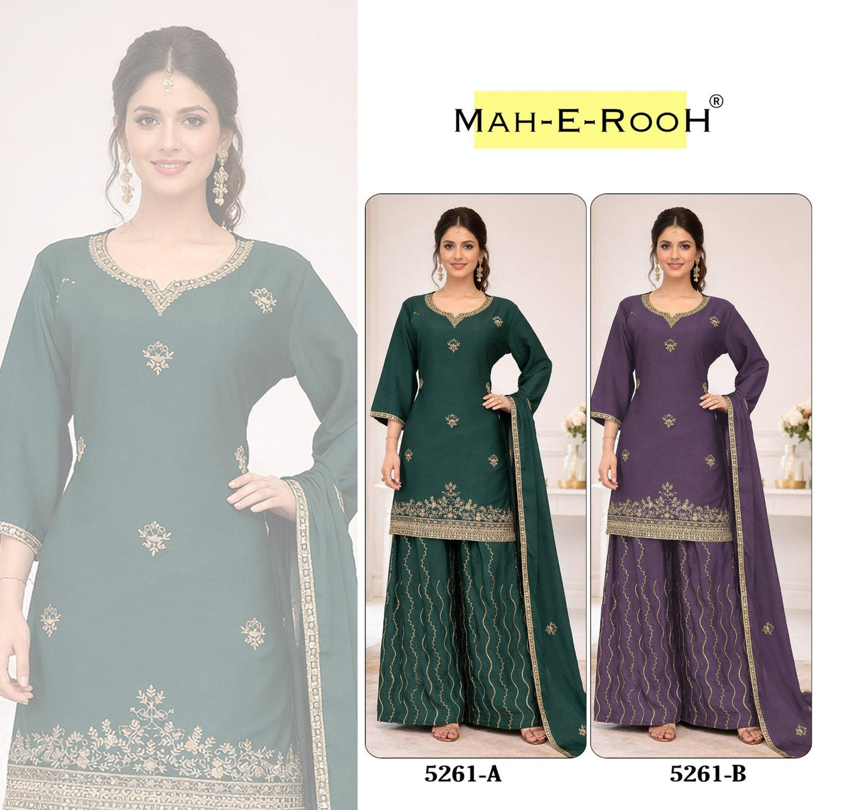 Amrah Wholesale Mah E Rooh 5261 Chinon Salwar Suit Set - Amrah Wholesale
