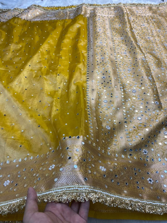 Amrah Wholesale Maharani Bm Soft Tissue Mirror Worked Party Wear Saree