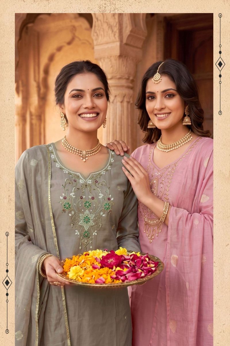 Amrah Wholesale Maharani Vol 2 Shimmer Roman Silk Kurti Set