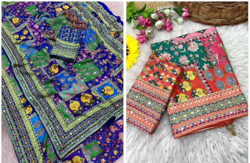 Amrah Wholesale Mahek 226 Soft Silk Mirror Work Party Wear Saree