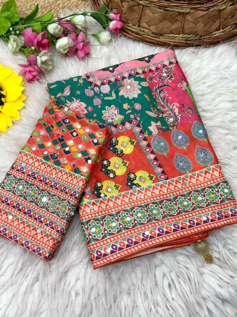 Amrah Wholesale Mahek 226 Soft Silk Mirror Work Party Wear Saree
