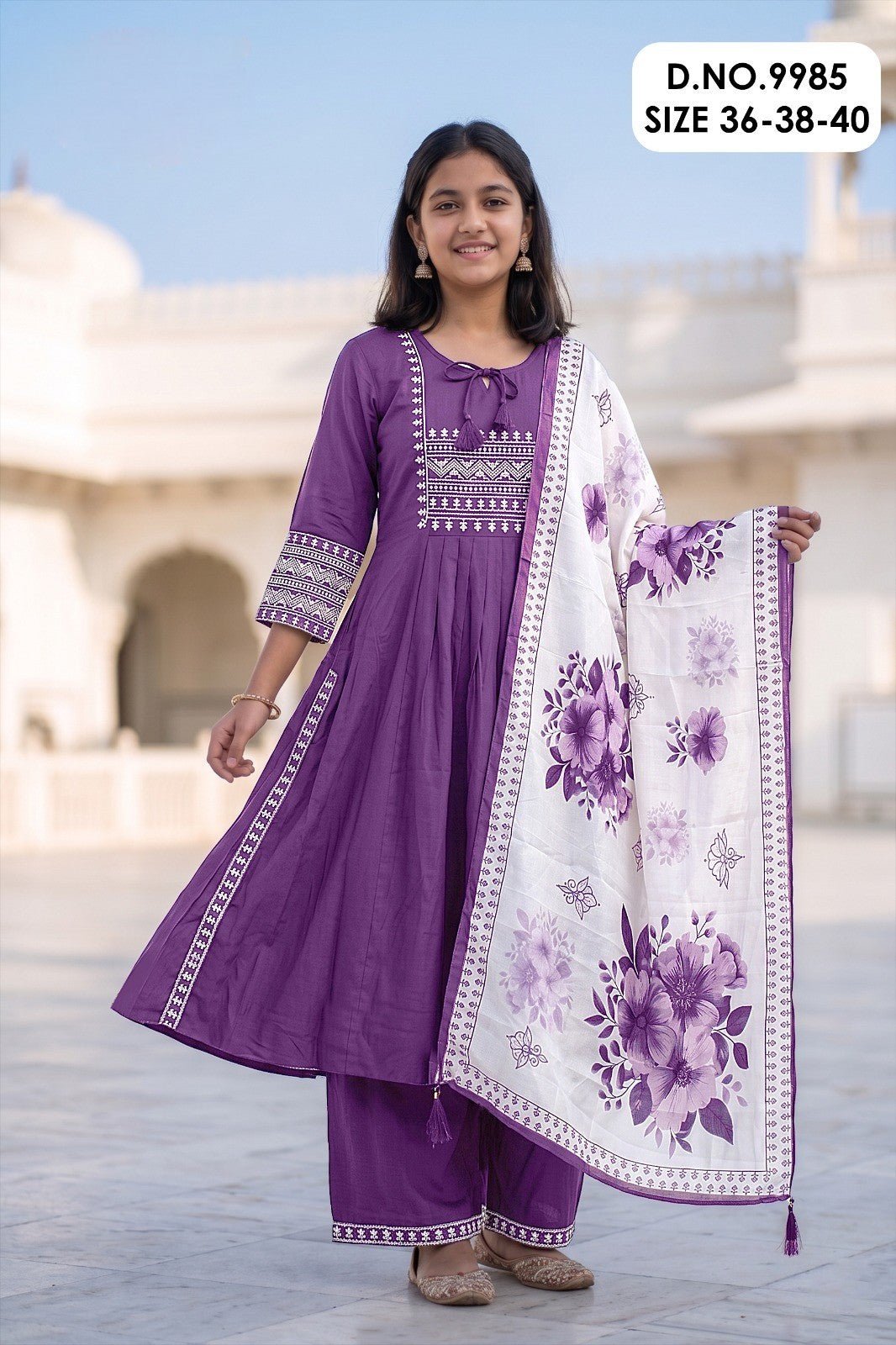 Amrah Wholesale Mallika 9985 Roman Silk Embroidered Kurti Pant Dupatta Set - Amrah Wholesale