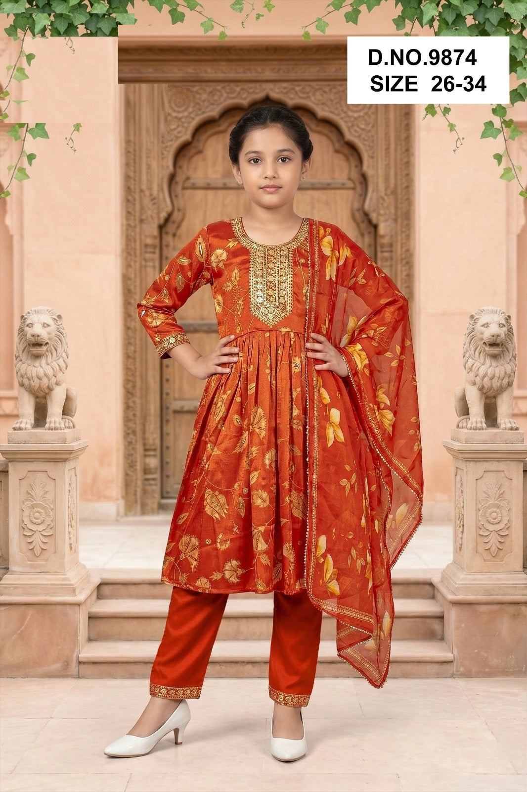 Amrah Wholesale Manali 9874 Roman Glass Girls Ethnic Dress