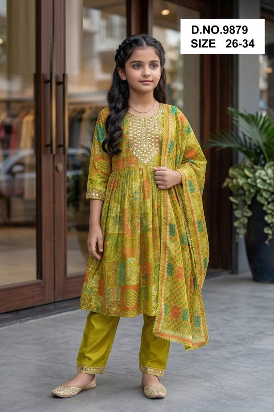 Amrah Wholesale Manali 9879 Roman Glass Girls Ethnic Dress