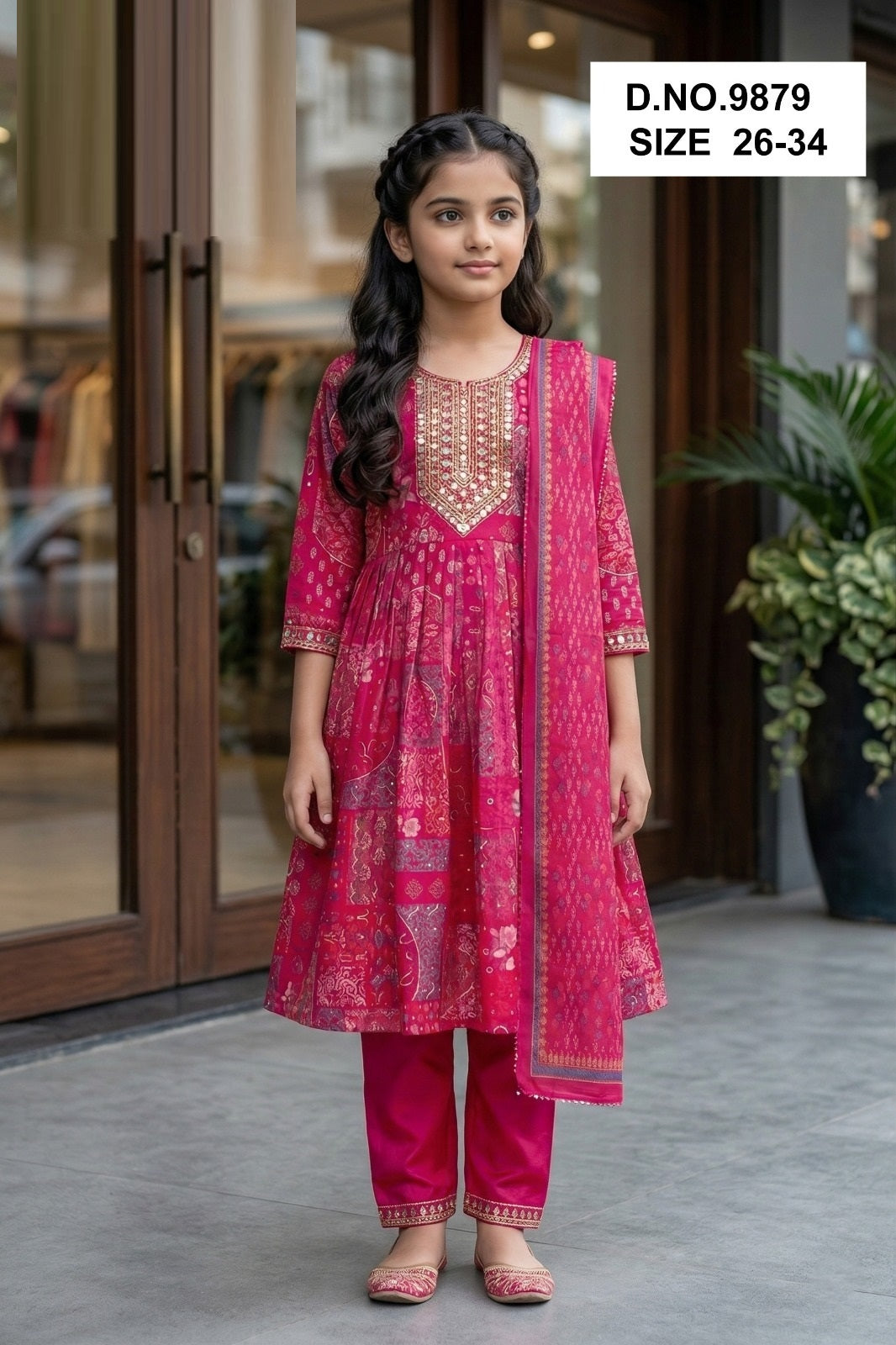 Amrah Wholesale Manali 9879 Roman Glass Girls Ethnic Dress