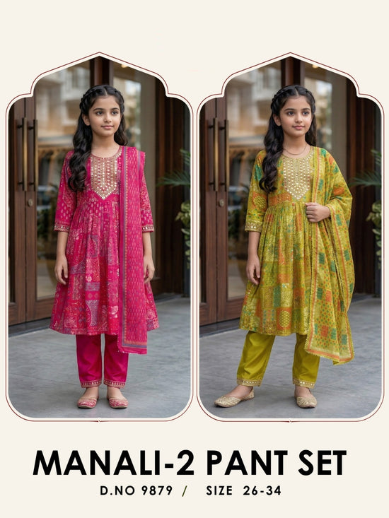 Amrah Wholesale Manali 9879 Roman Glass Girls Ethnic Dress