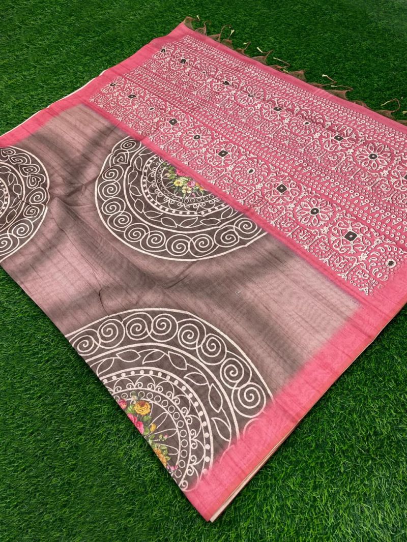 Amrah Wholesale Mandala Art Vol 1 Tissue Silk Digital Print Saree