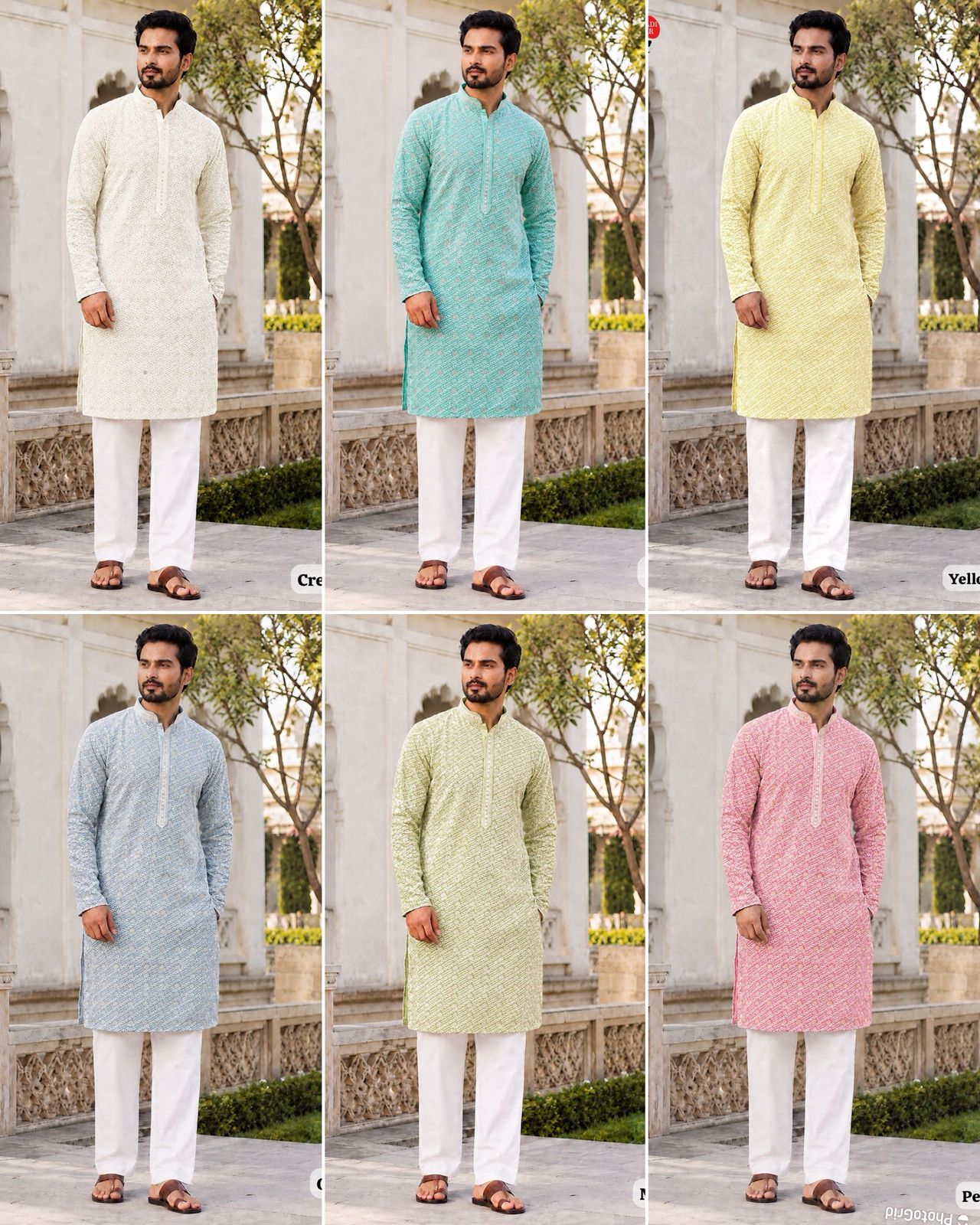 Amrah Wholesale Manyavar Chikankari Rayon Chikan Schiffli Work Mens Kurta Pajama - Amrah Wholesale