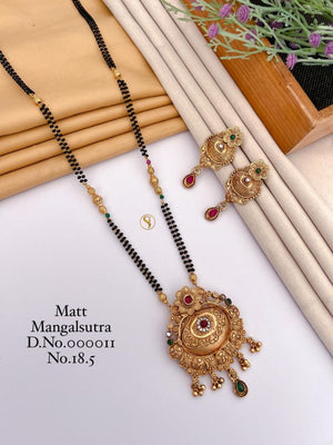 Amrah Wholesale Matt Ghungroo Fancy Mangalsutra 18 Matt Diamond Imitation Jewellery Set - Amrah Wholesale