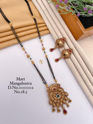 Amrah Wholesale Matt Ghungroo Fancy Mangalsutra 18 Matt Diamond Imitation Jewellery Set - Amrah Wholesale