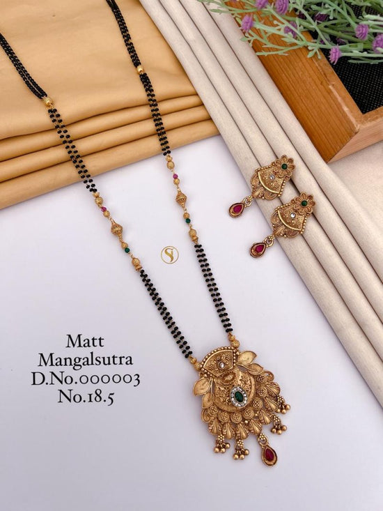 Amrah Wholesale Matt Ghungroo Fancy Mangalsutra 18 Matt Diamond Imitation Jewellery Set