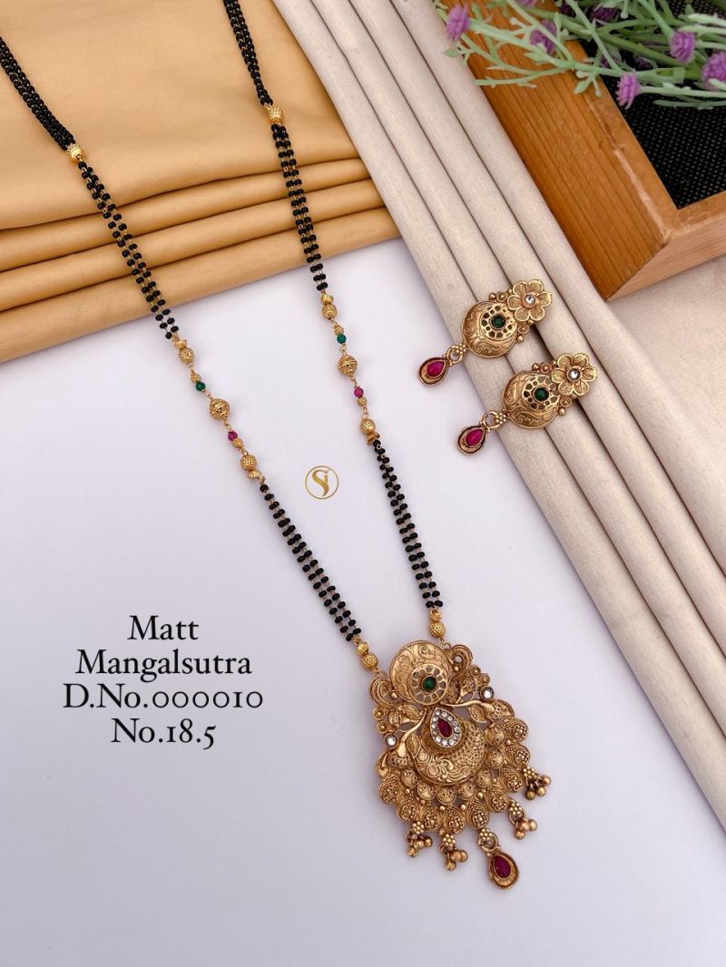 Amrah Wholesale Matt Ghungroo Fancy Mangalsutra 18 Matt Diamond Imitation Jewellery Set
