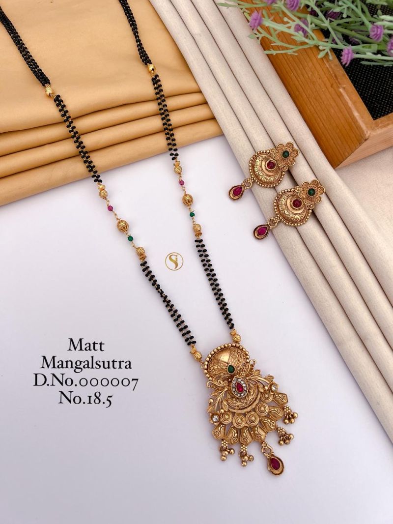 Amrah Wholesale Matt Ghungroo Fancy Mangalsutra 18 Matt Diamond Imitation Jewellery Set