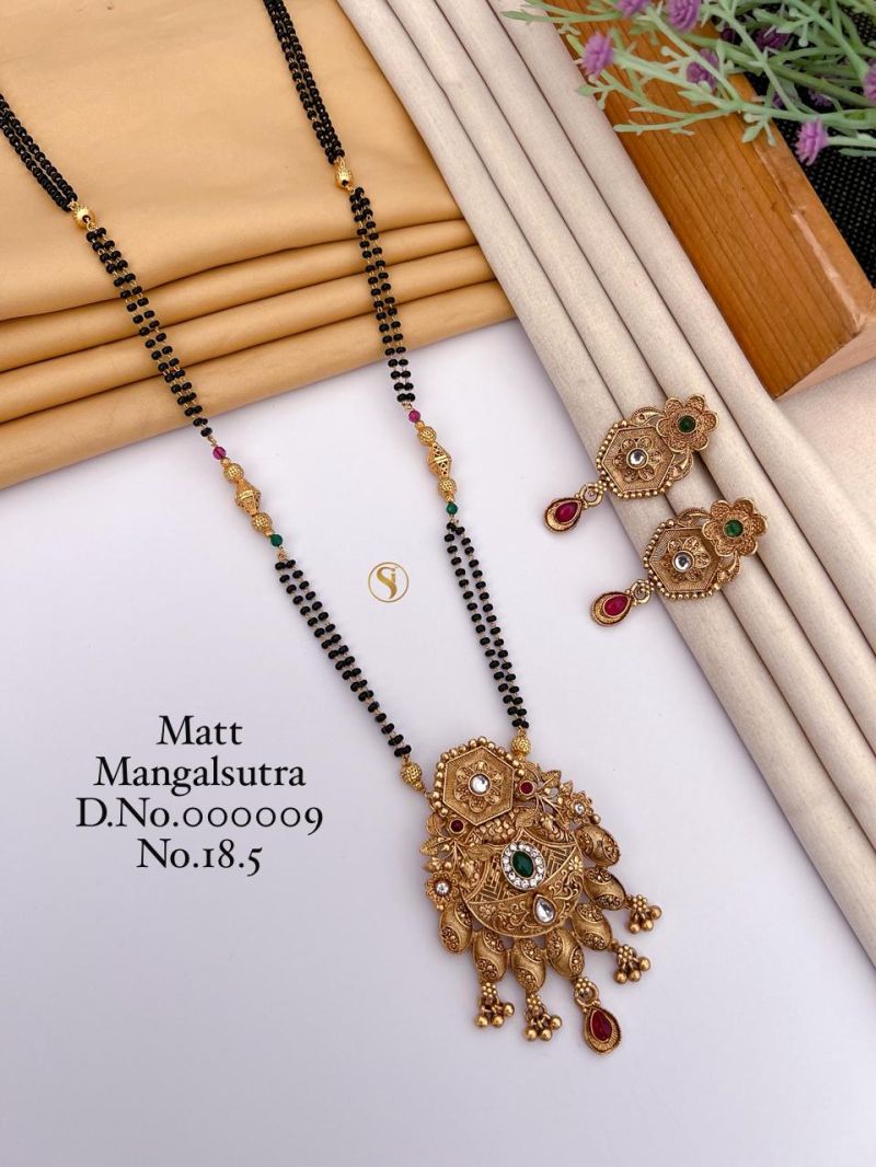 Amrah Wholesale Matt Ghungroo Fancy Mangalsutra 18 Matt Diamond Imitation Jewellery Set