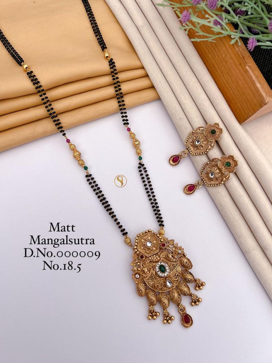 Amrah Wholesale Matt Ghungroo Fancy Mangalsutra 18 Matt Diamond Imitation Jewellery Set