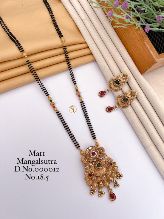 Amrah Wholesale Matt Ghungroo Fancy Mangalsutra 18 Matt Diamond Imitation Jewellery Set