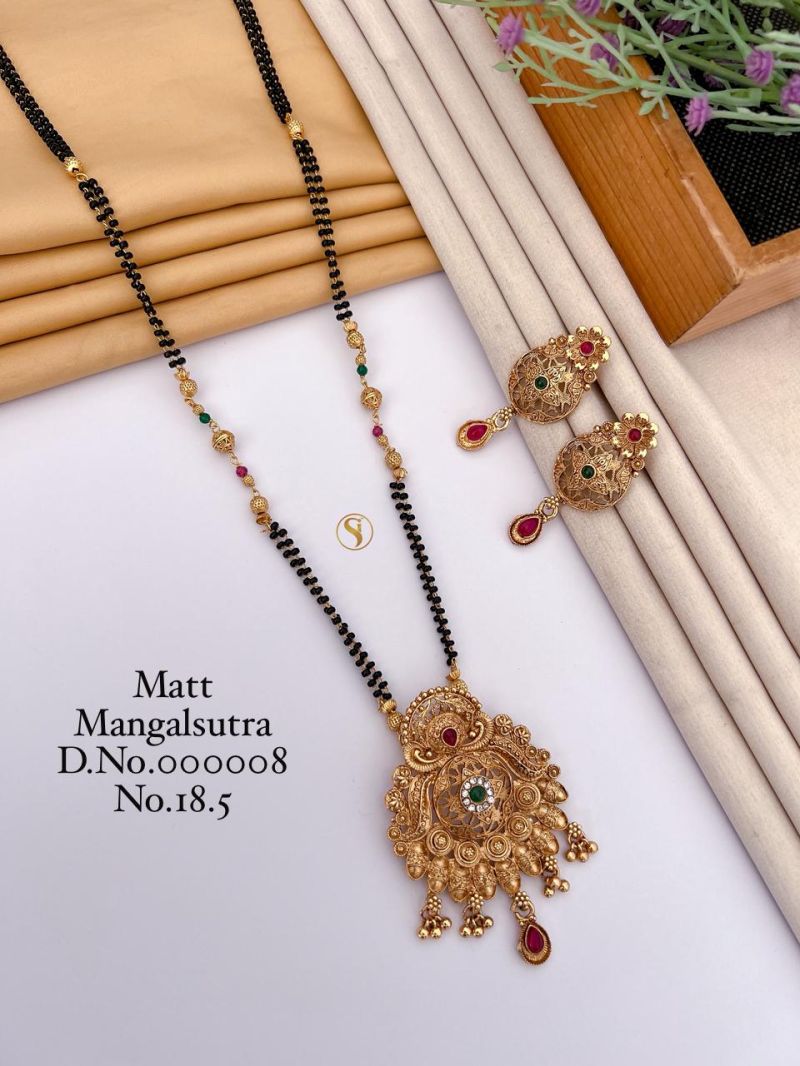 Amrah Wholesale Matt Ghungroo Fancy Mangalsutra 18 Matt Diamond Imitation Jewellery Set