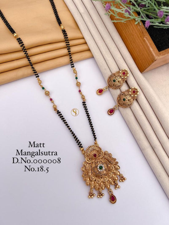 Amrah Wholesale Matt Ghungroo Fancy Mangalsutra 18 Matt Diamond Imitation Jewellery Set