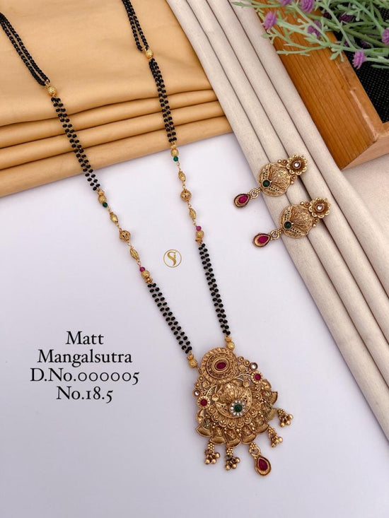 Amrah Wholesale Matt Ghungroo Fancy Mangalsutra 18 Matt Diamond Imitation Jewellery Set