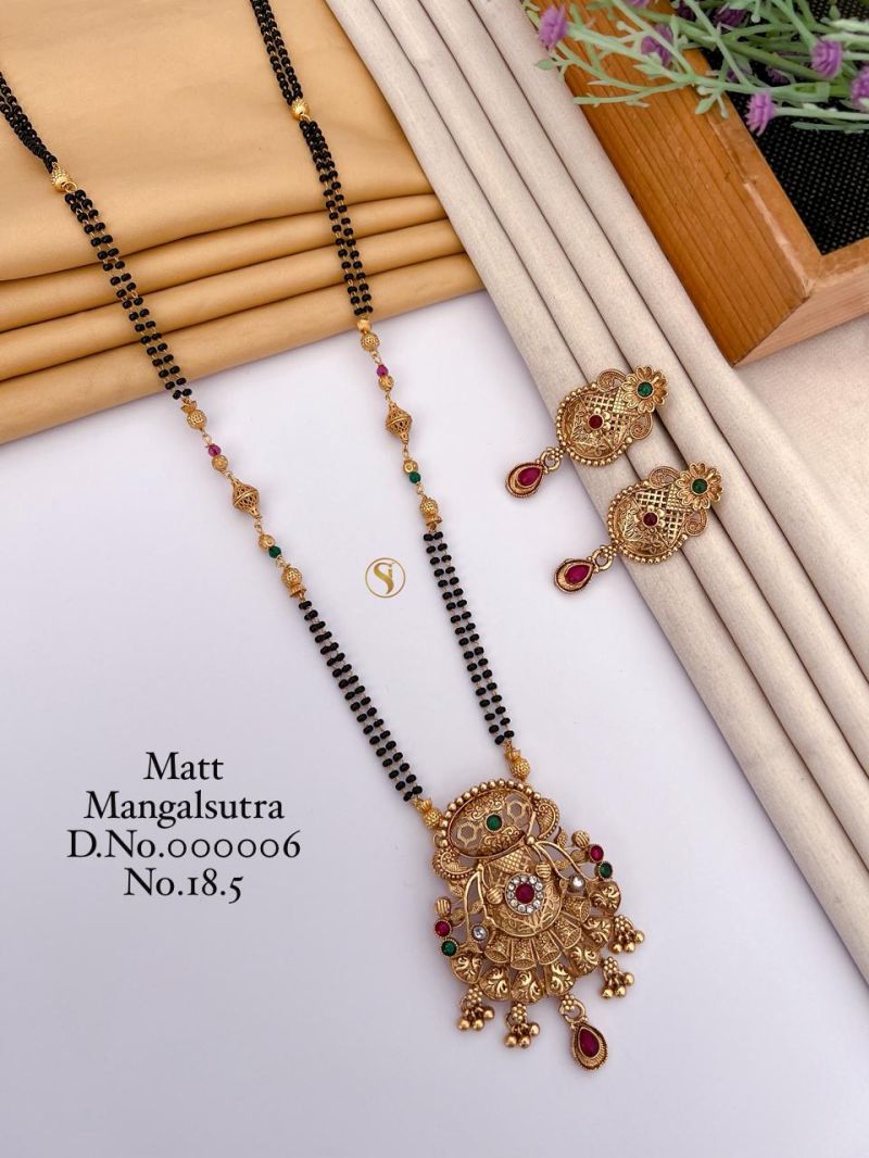 Amrah Wholesale Matt Ghungroo Fancy Mangalsutra 18 Matt Diamond Imitation Jewellery Set