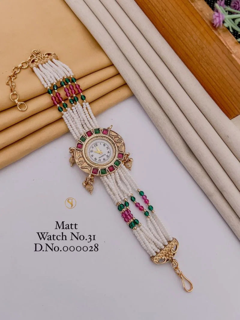 Amrah Wholesale Matt Gold Plated Analog Bracelet Watch 1 Matt Imitation Jewellery