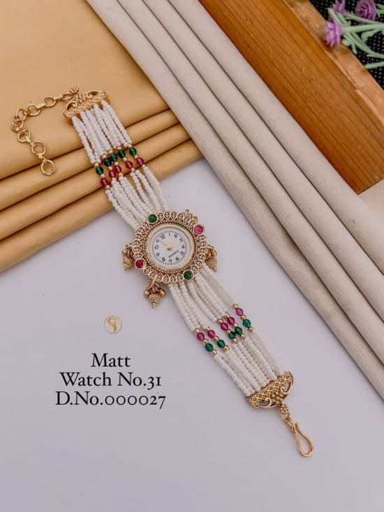 Amrah Wholesale Matt Gold Plated Analog Bracelet Watch 1 Matt Imitation Jewellery