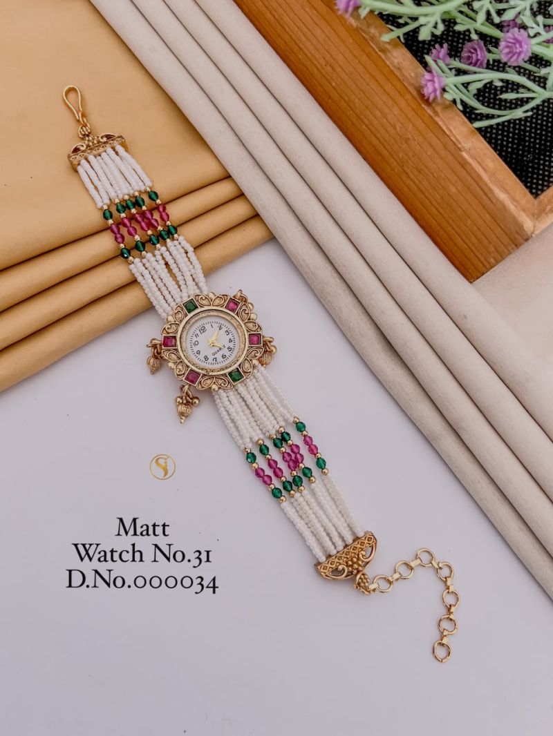 Amrah Wholesale Matt Gold Plated Analog Bracelet Watch 1 Matt Imitation Jewellery