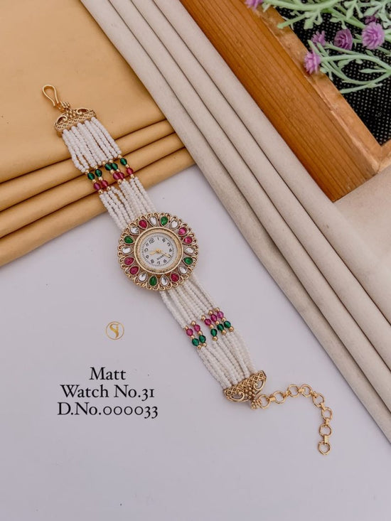 Amrah Wholesale Matt Gold Plated Analog Bracelet Watch 1 Matt Imitation Jewellery