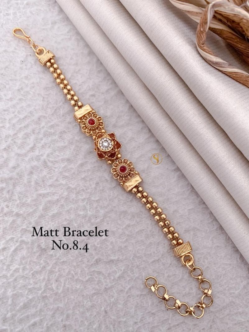 Amrah Wholesale Matt Gold Stone Bracelet 1 Matt Stone Work Imitation Jewellery