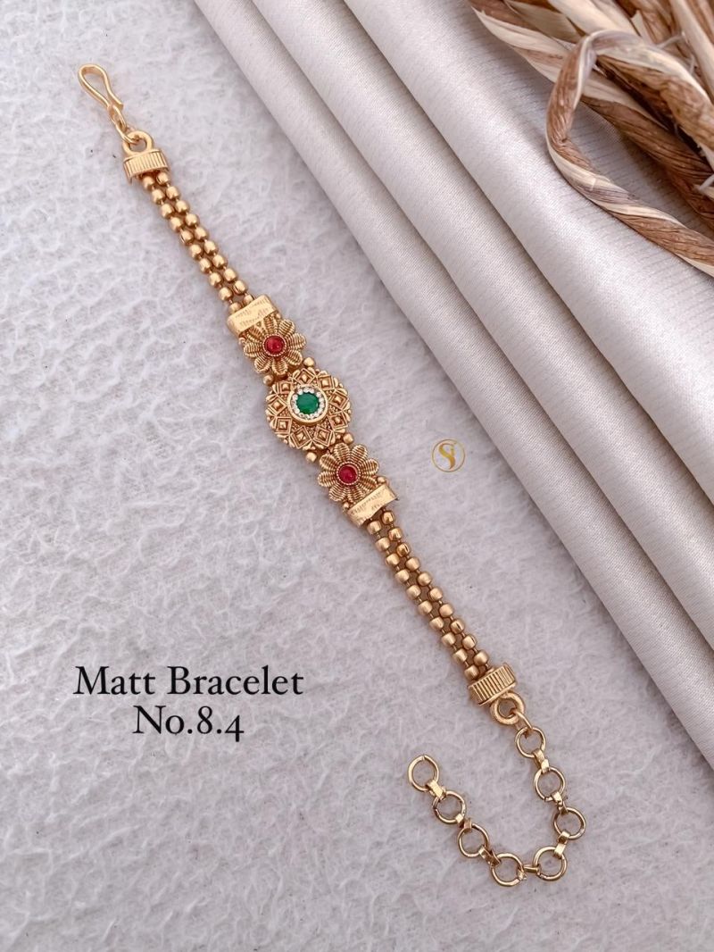 Amrah Wholesale Matt Gold Stone Bracelet 1 Matt Stone Work Imitation Jewellery