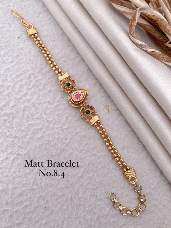 Amrah Wholesale Matt Gold Stone Bracelet 1 Matt Stone Work Imitation Jewellery