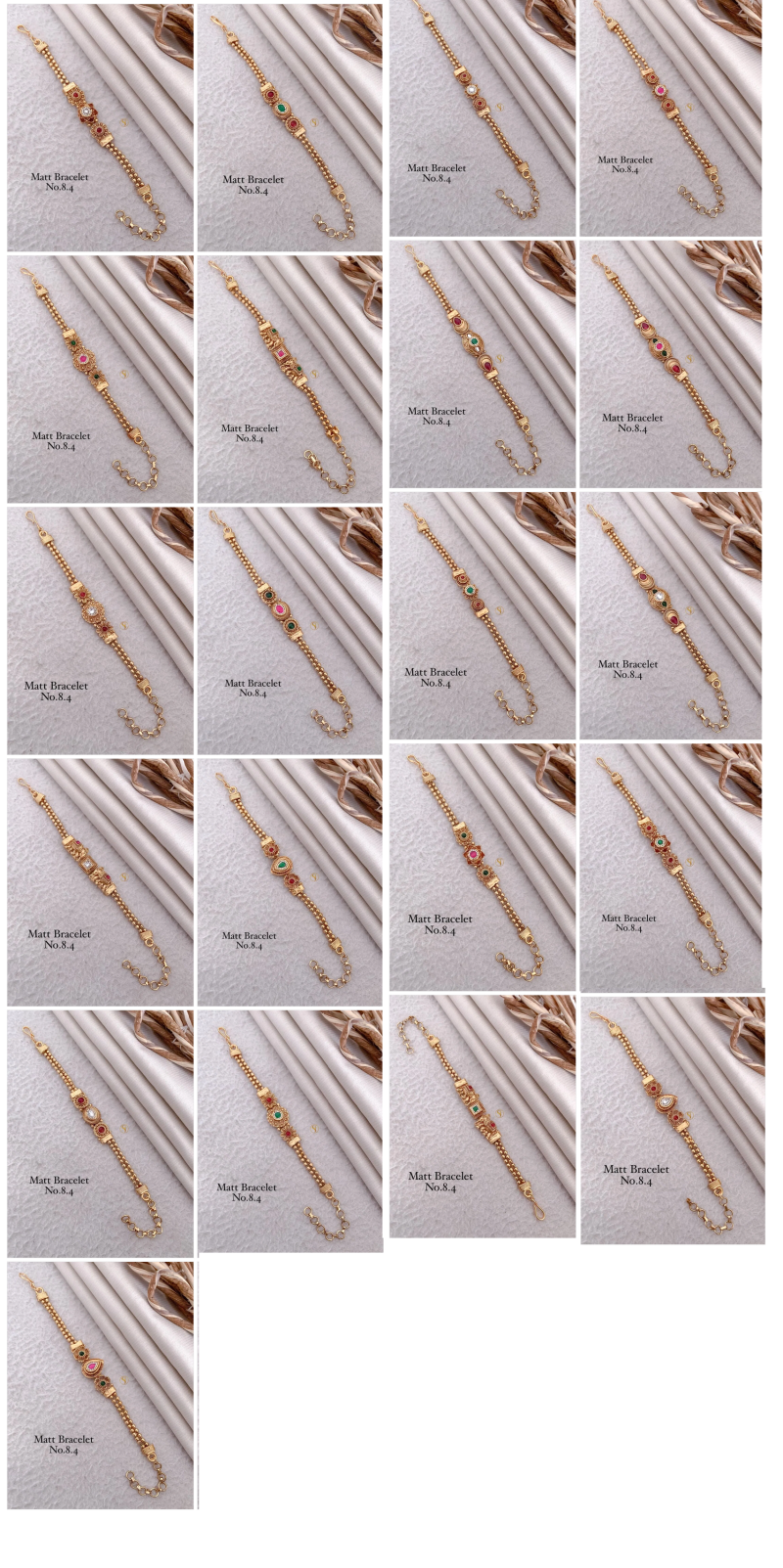Amrah Wholesale Matt Gold Stone Bracelet 1 Matt Stone Work Imitation Jewellery
