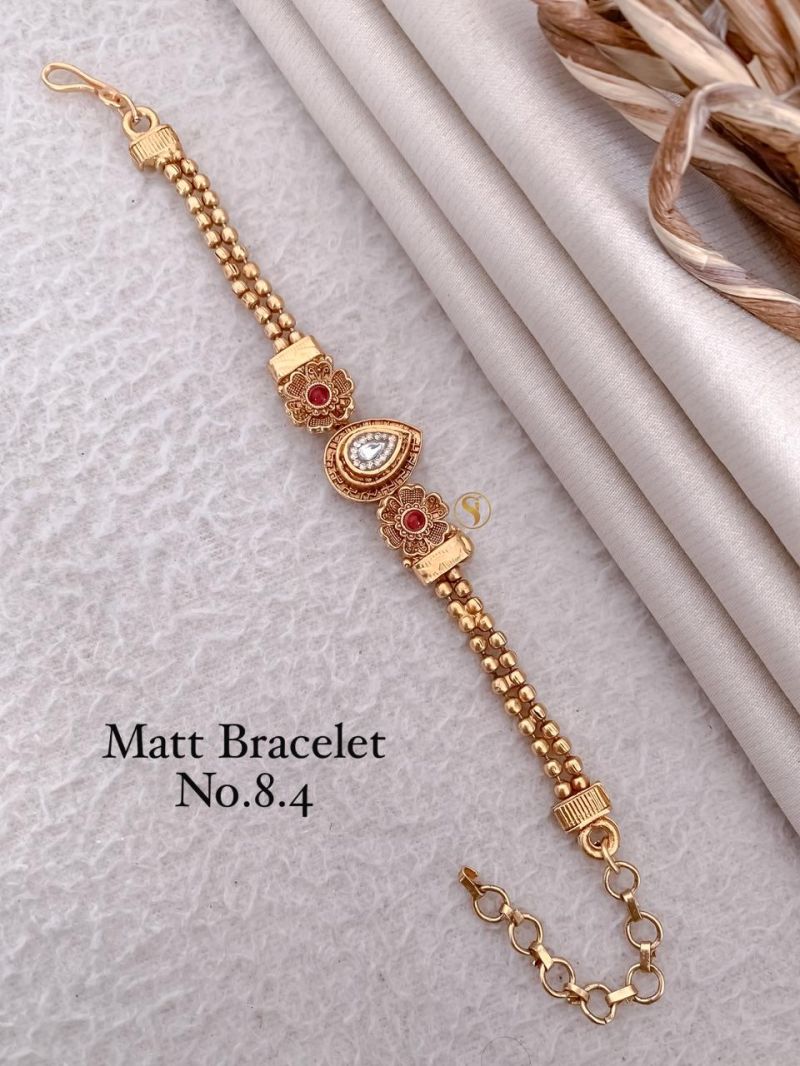 Amrah Wholesale Matt Gold Stone Bracelet 1 Matt Stone Work Imitation Jewellery