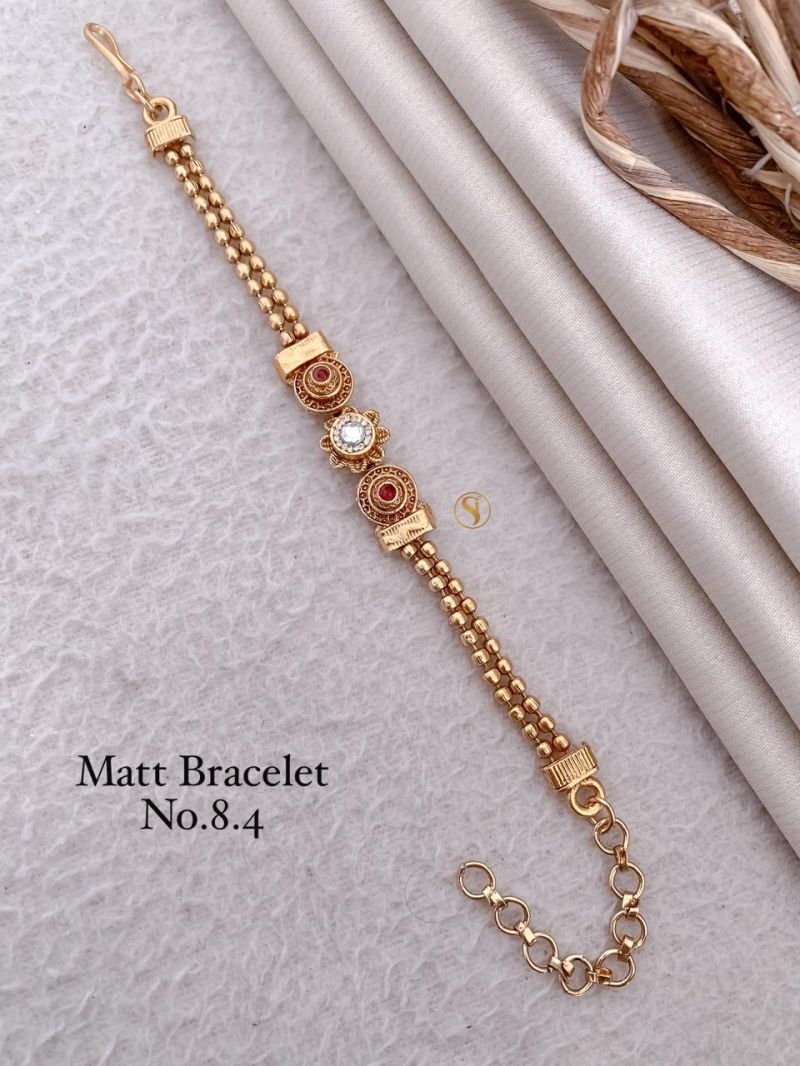 Amrah Wholesale Matt Gold Stone Bracelet 1 Matt Stone Work Imitation Jewellery
