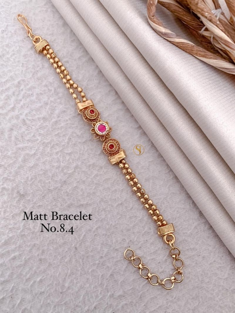 Amrah Wholesale Matt Gold Stone Bracelet 1 Matt Stone Work Imitation Jewellery