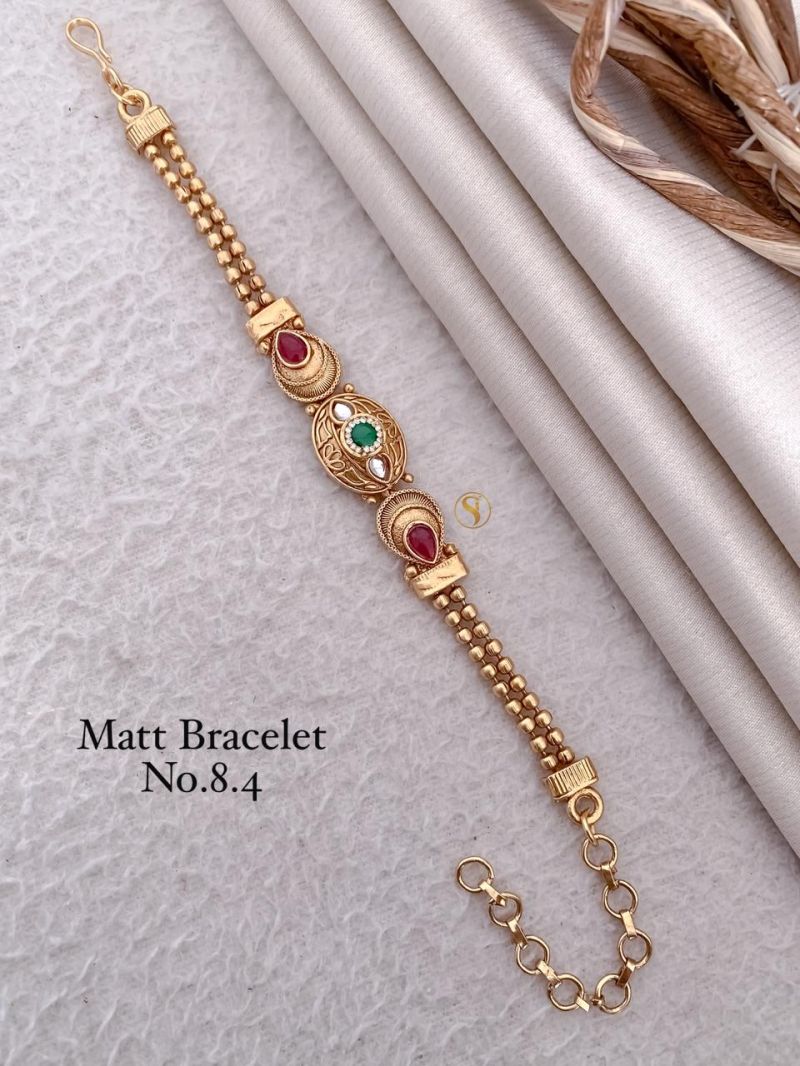 Amrah Wholesale Matt Gold Stone Bracelet 1 Matt Stone Work Imitation Jewellery
