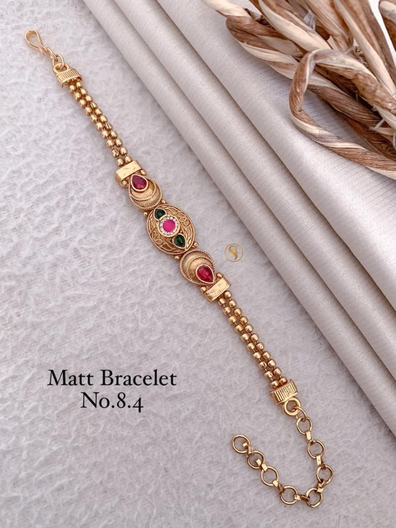 Amrah Wholesale Matt Gold Stone Bracelet 1 Matt Stone Work Imitation Jewellery