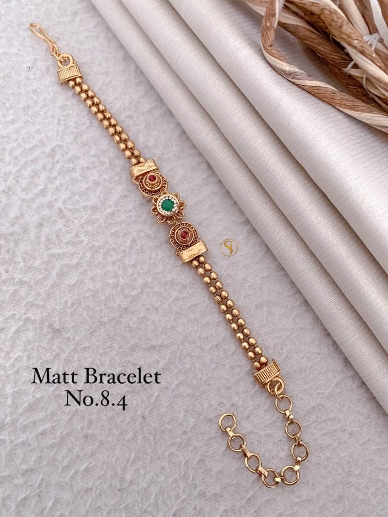 Amrah Wholesale Matt Gold Stone Bracelet 1 Matt Stone Work Imitation Jewellery
