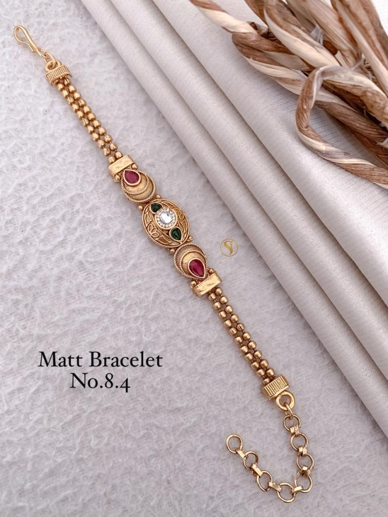 Amrah Wholesale Matt Gold Stone Bracelet 1 Matt Stone Work Imitation Jewellery