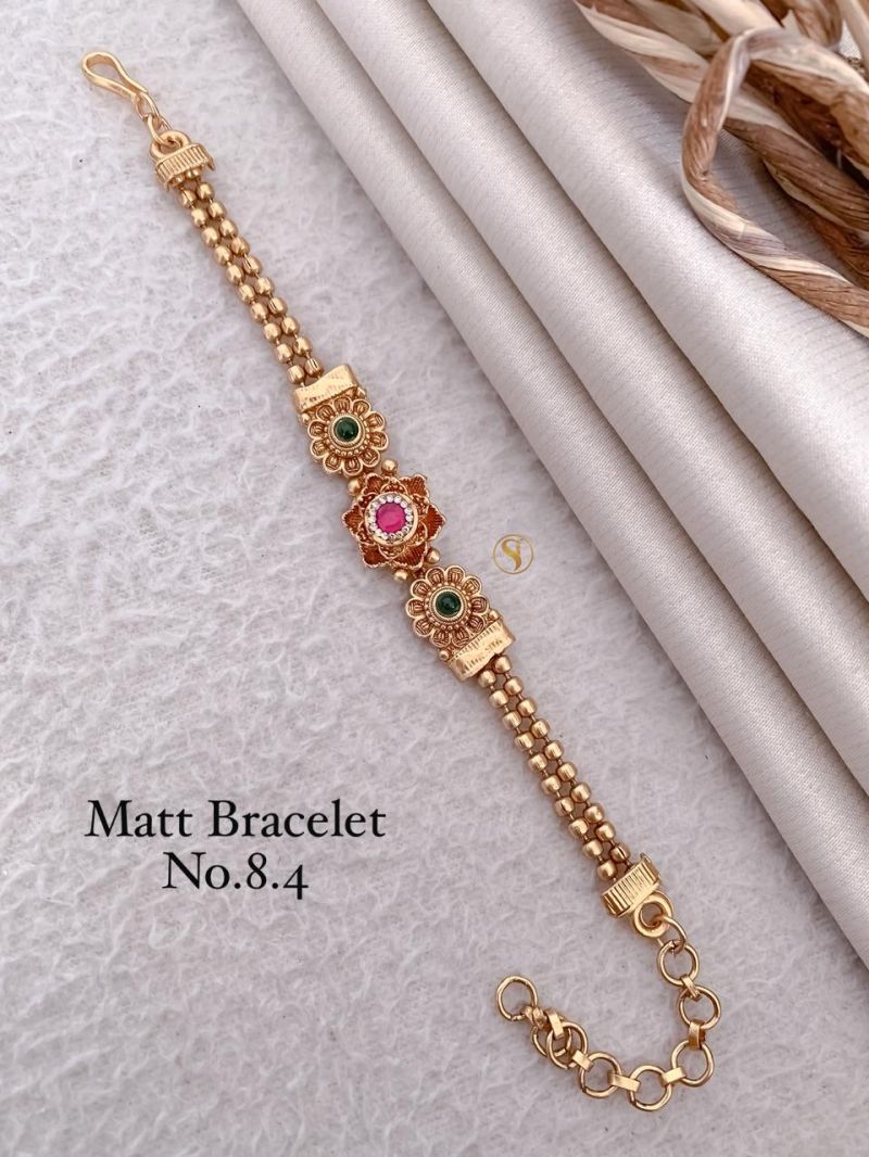 Amrah Wholesale Matt Gold Stone Bracelet 1 Matt Stone Work Imitation Jewellery