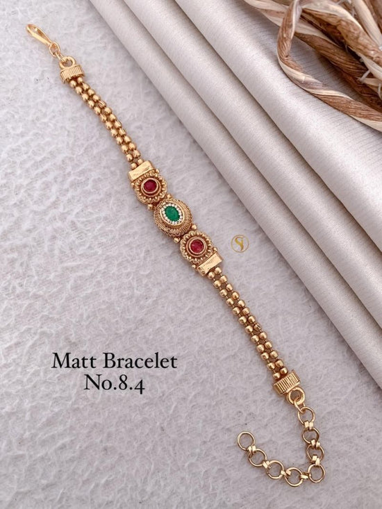 Amrah Wholesale Matt Gold Stone Bracelet 1 Matt Stone Work Imitation Jewellery