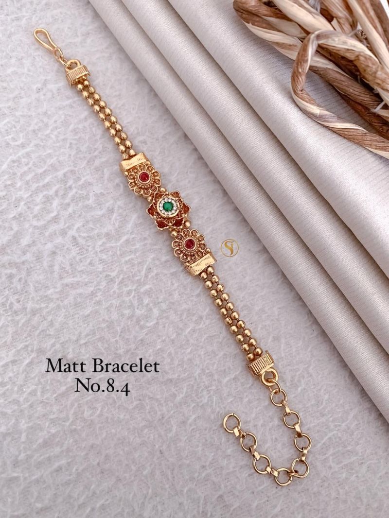 Amrah Wholesale Matt Gold Stone Bracelet 1 Matt Stone Work Imitation Jewellery