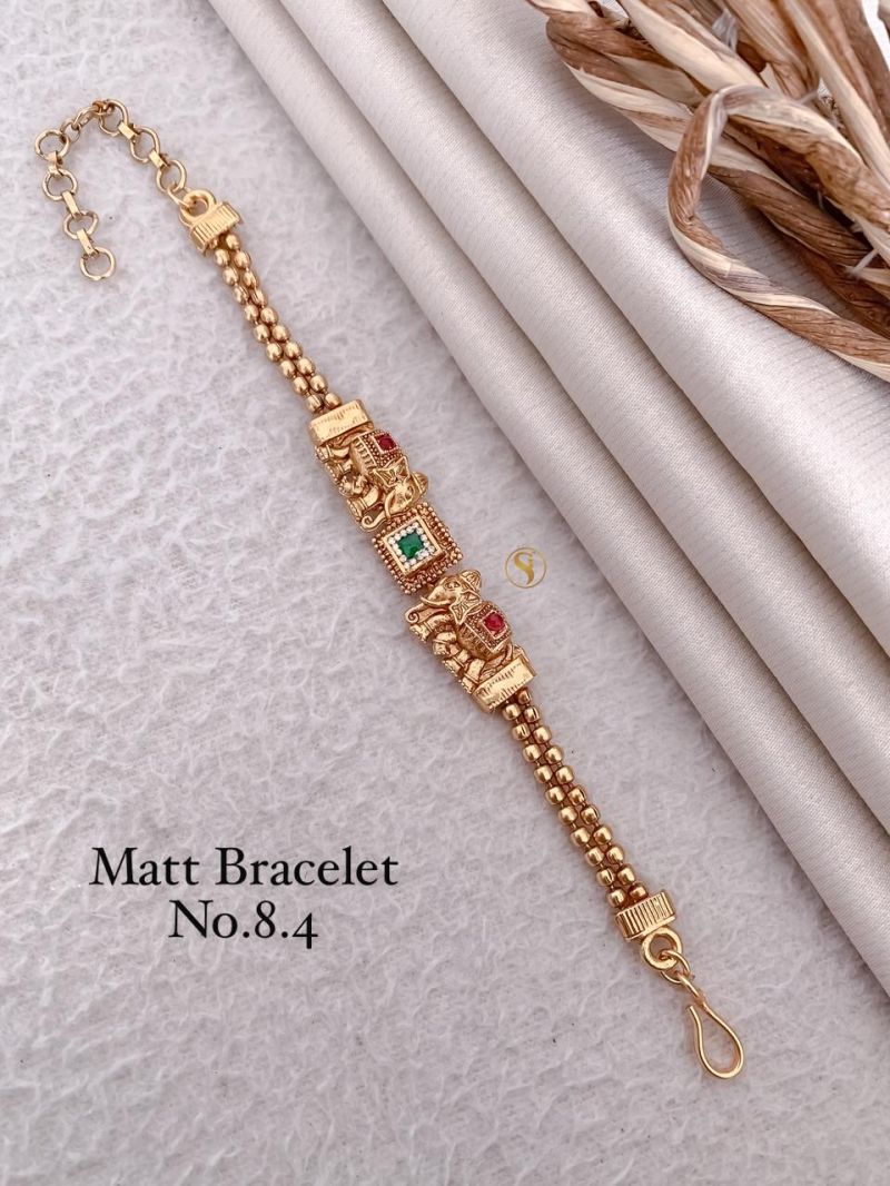 Amrah Wholesale Matt Gold Stone Bracelet 1 Matt Stone Work Imitation Jewellery