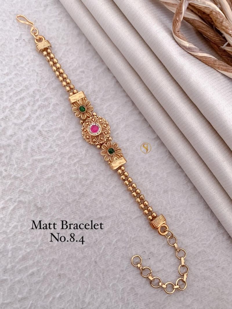 Amrah Wholesale Matt Gold Stone Bracelet 1 Matt Stone Work Imitation Jewellery